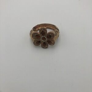 Bracelet Costume Jewelry Big Flower Rhinestones Faux Stones Enamel  Cooper Color